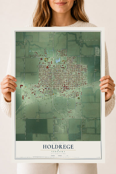 Map of Holdrege, Nebraska, 18 x 24 inch unframed archival matte print