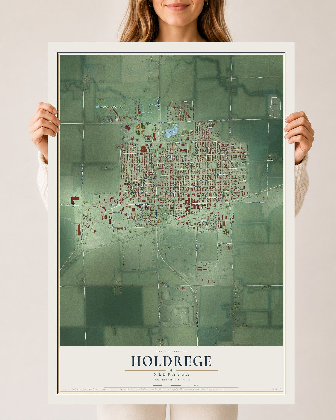 Map of Holdrege, Nebraska, 24 x 36 inch unframed archival matte print