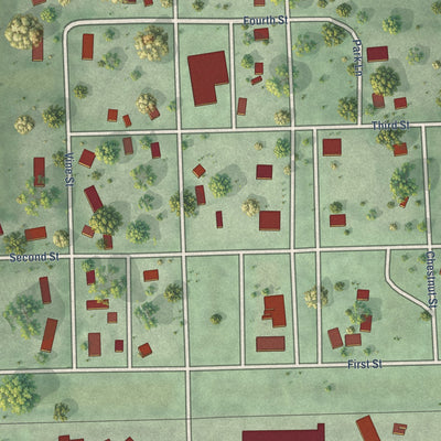 Close-up of the map of Hordville, Nebraska print showing street and building detail