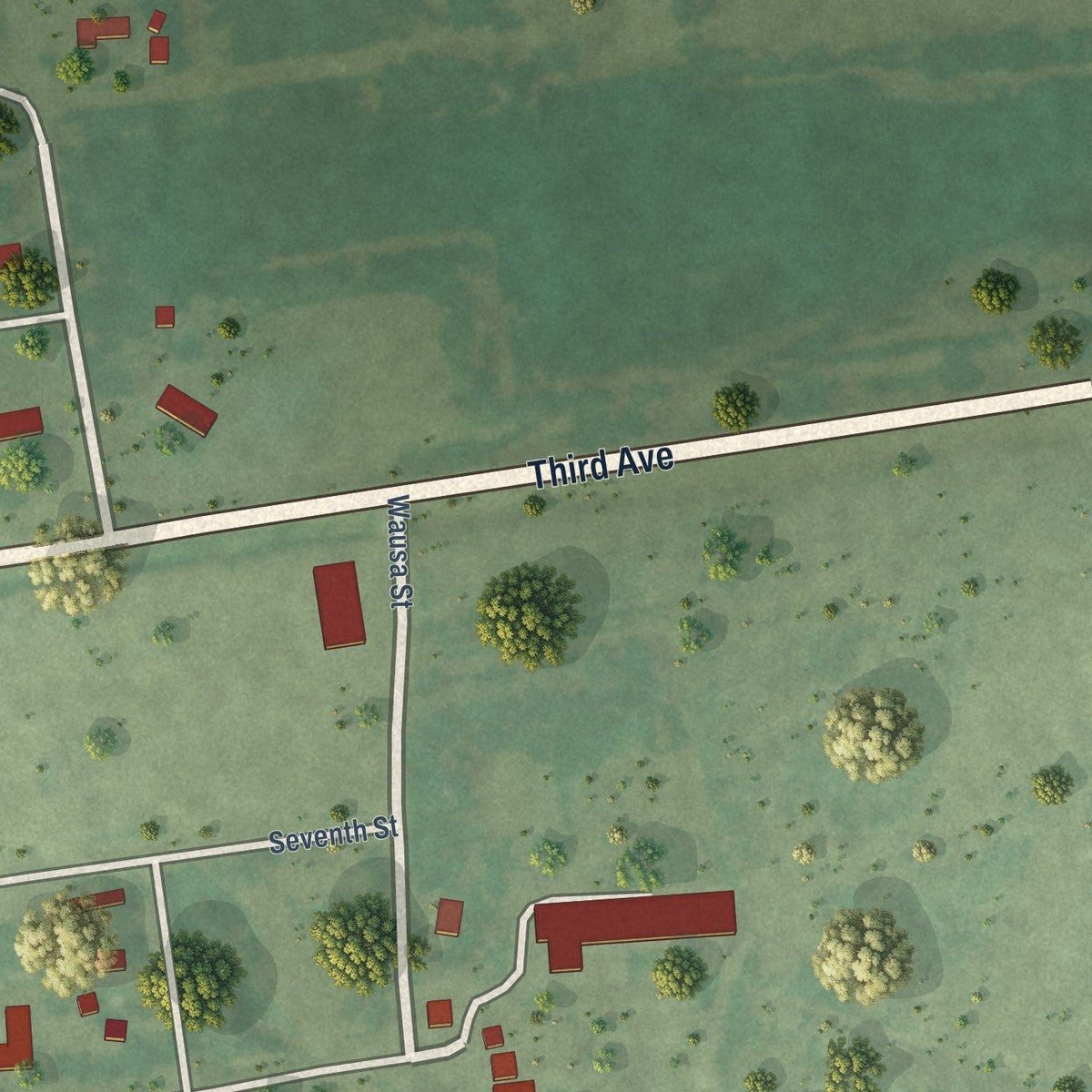 Second close-up of the map of Howard City (Boelus), Nebraska print showing more streets and buildings
