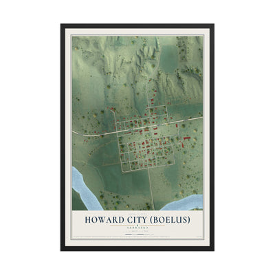 Map of Howard City (Boelus), Nebraska, 12 x 18 inch print in a black wood frame
