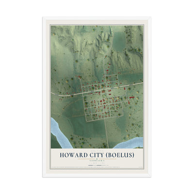 Map of Howard City (Boelus), Nebraska, 12 x 18 inch print in a white wood frame