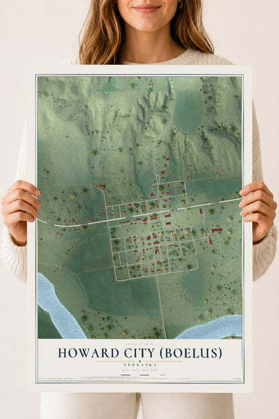 Map of Howard City (Boelus), Nebraska, 18 x 24 inch unframed archival matte print