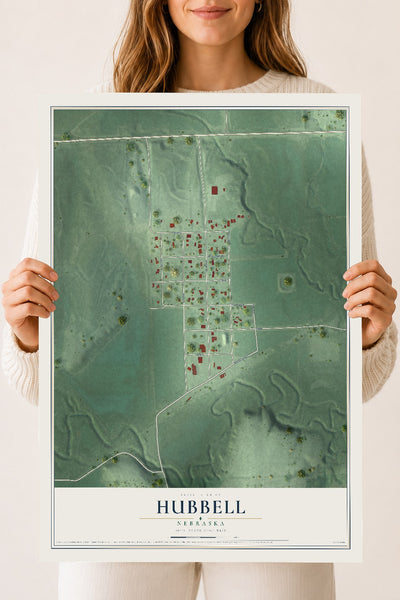 Map of Hubbell, Nebraska, 18 x 24 inch unframed archival matte print
