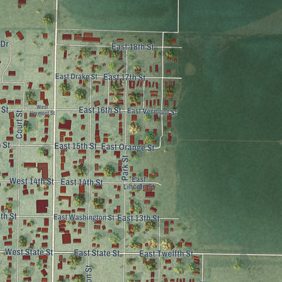 Second close-up of the map of Imperial, Nebraska print showing more streets and buildings