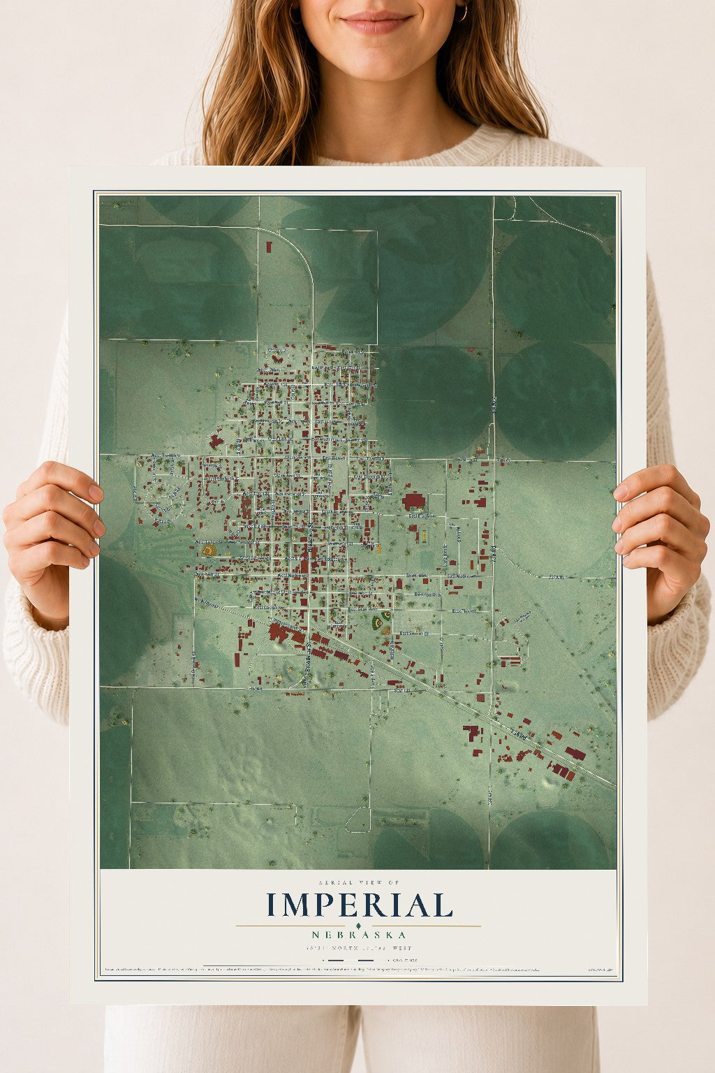 Map of Imperial, Nebraska, 18 x 24 inch unframed archival matte print