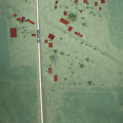 Second close-up of the map of Ithaca, Nebraska print showing more streets and buildings