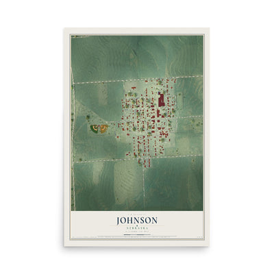 Map of Johnson, Nebraska, 12 x 18 inch unframed archival matte print