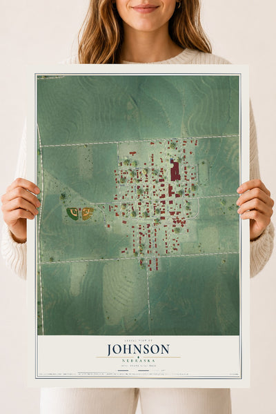 Map of Johnson, Nebraska, 18 x 24 inch unframed archival matte print