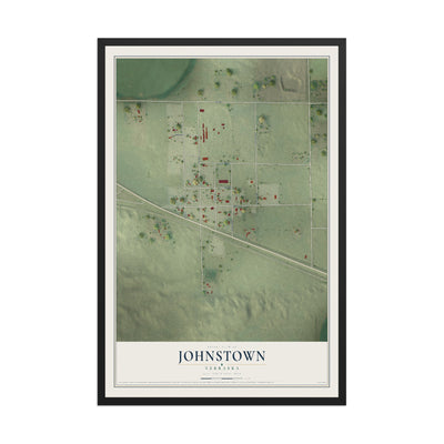 Map of Johnstown, Nebraska, 12 x 18 inch print in a black wood frame