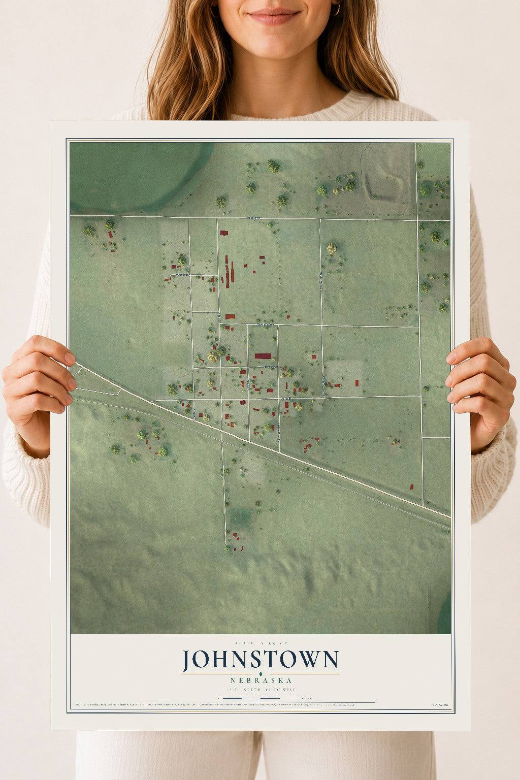 Map of Johnstown, Nebraska, 18 x 24 inch unframed archival matte print