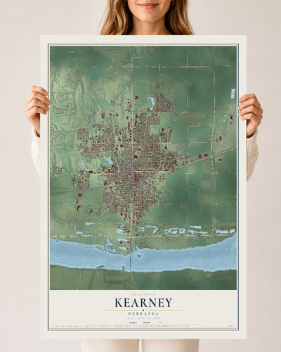 Map of Kearney, Nebraska, 24 x 36 inch unframed archival matte print