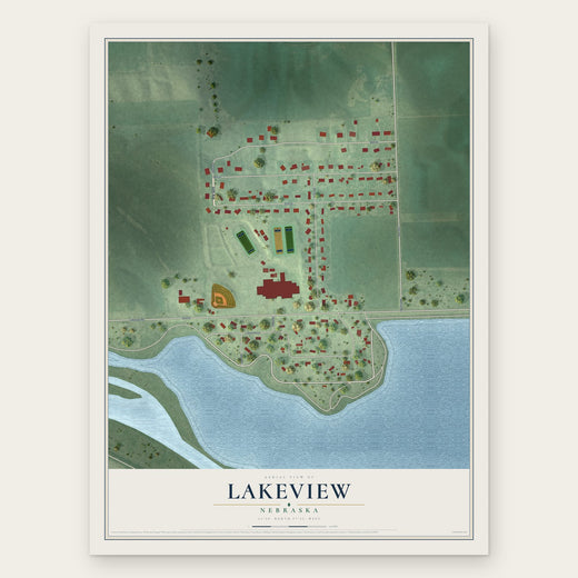 Lakeview, Nebraska map print, the full design