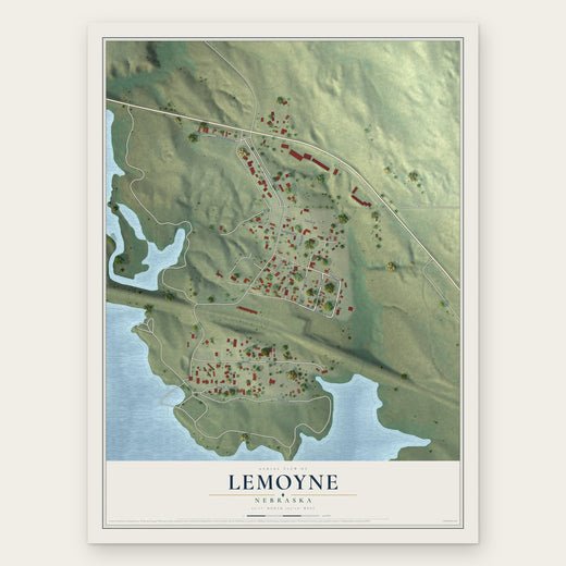 Lemoyne, Nebraska map print, the full design