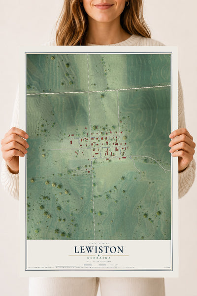 Map of Lewiston, Nebraska, 18 x 24 inch unframed archival matte print
