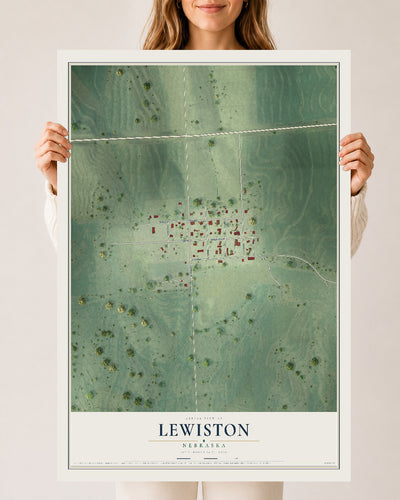 Map of Lewiston, Nebraska, 24 x 36 inch unframed archival matte print