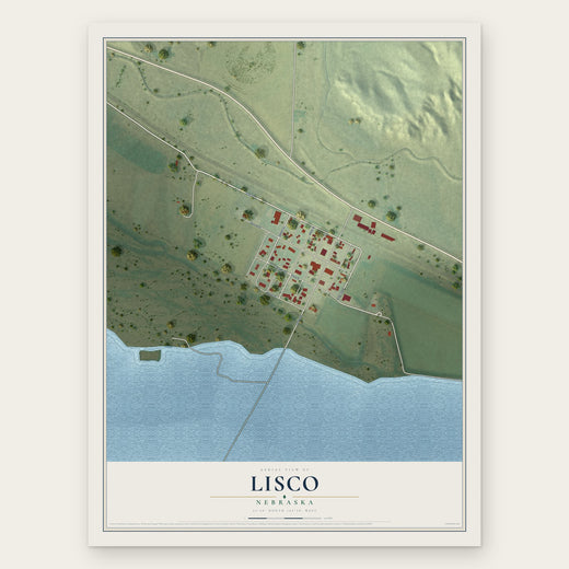 Lisco, Nebraska map print, the full design