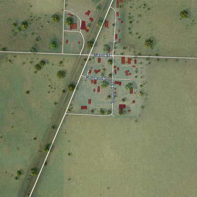 Close-up of the map of Lorenzo, Nebraska print showing street and building detail