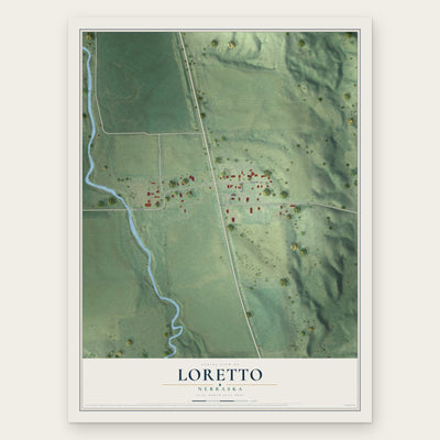 Loretto, Nebraska map print, the full design