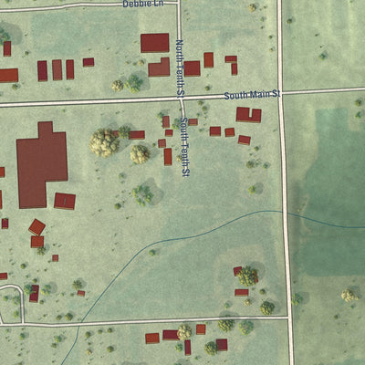 Second close-up of the map of Lyons, Nebraska print showing more streets and buildings