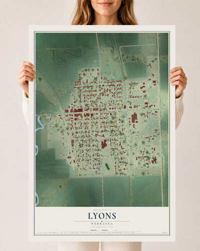 Map of Lyons, Nebraska, 24 x 36 inch unframed archival matte print