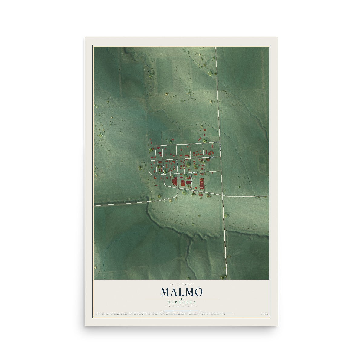 Map of Malmo, Nebraska, 12 x 18 inch unframed archival matte print