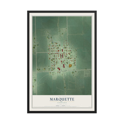 Map of Marquette, Nebraska, 12 x 18 inch print in a black wood frame