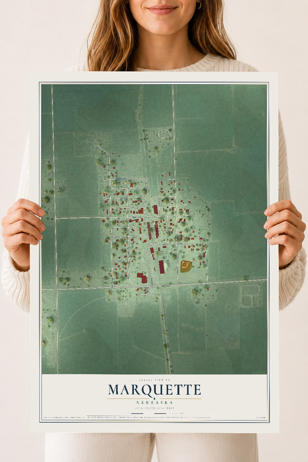 Map of Marquette, Nebraska, 18 x 24 inch unframed archival matte print