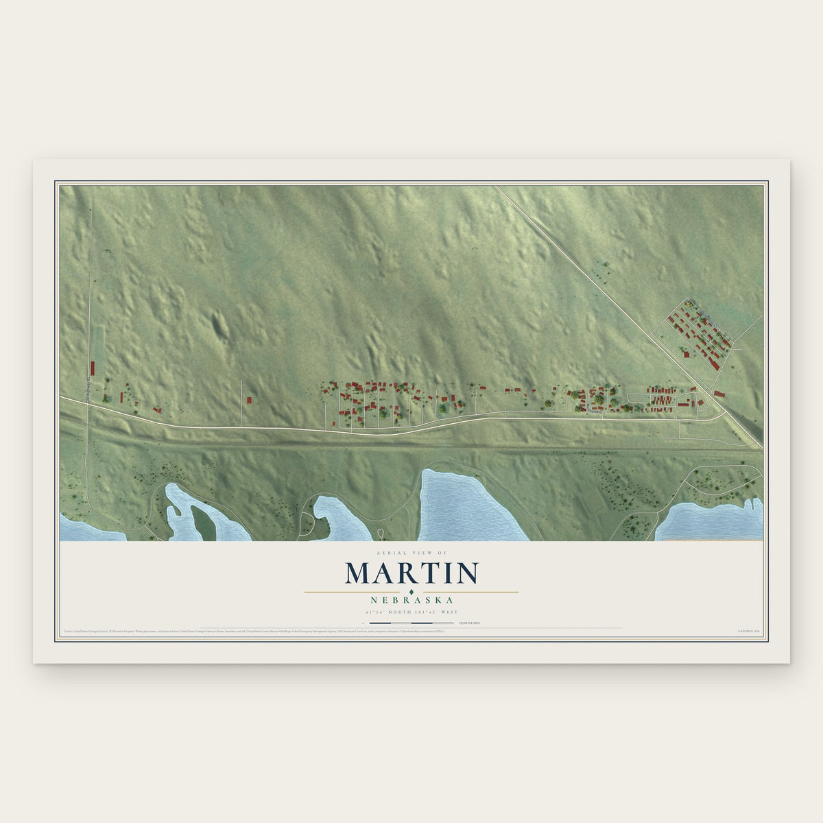 Martin, Nebraska map print, the full design
