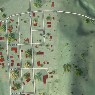 Close-up of the map of Maskell, Nebraska print showing street and building detail