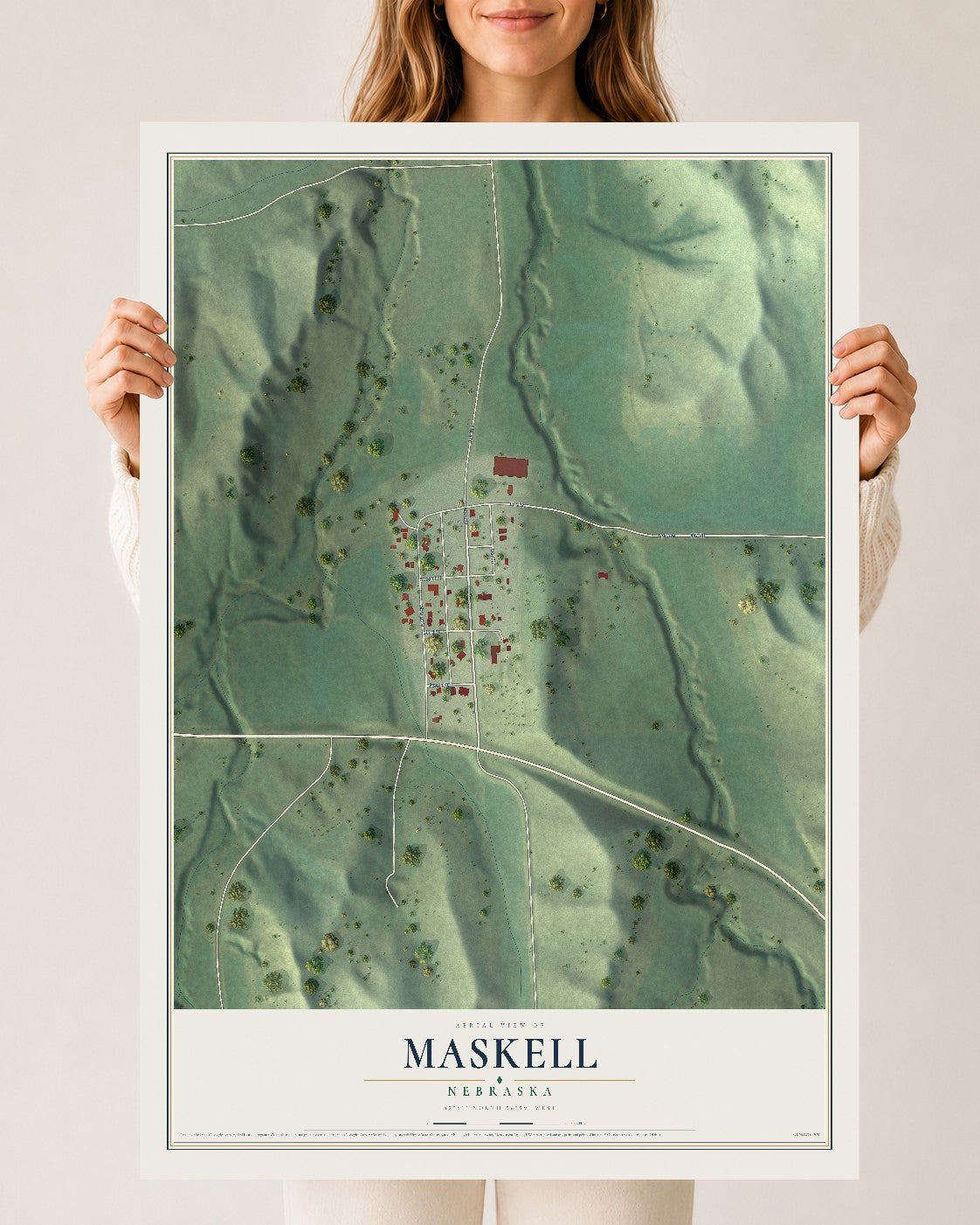 Map of Maskell, Nebraska, 24 x 36 inch unframed archival matte print