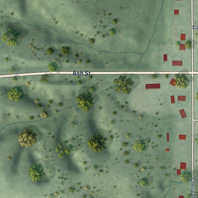 Second close-up of the map of Maywood, Nebraska print showing more streets and buildings