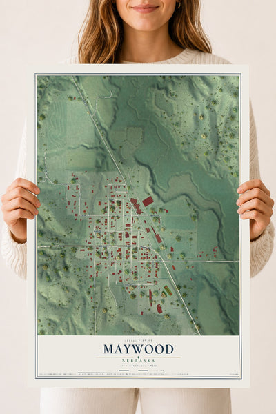 Map of Maywood, Nebraska, 18 x 24 inch unframed archival matte print