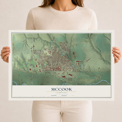 Map of McCook, Nebraska, 12 x 18 inch unframed archival matte print