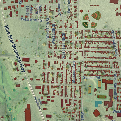 Second close-up of the map of McCook, Nebraska print showing more streets and buildings