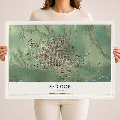 Map of McCook, Nebraska, 18 x 24 inch unframed archival matte print