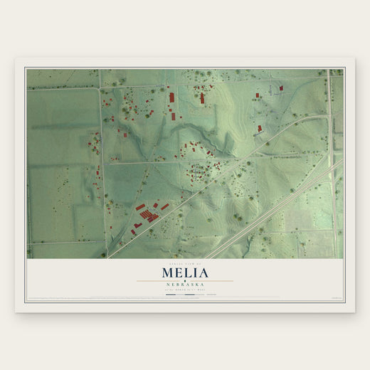 Melia, Nebraska map print, the full design