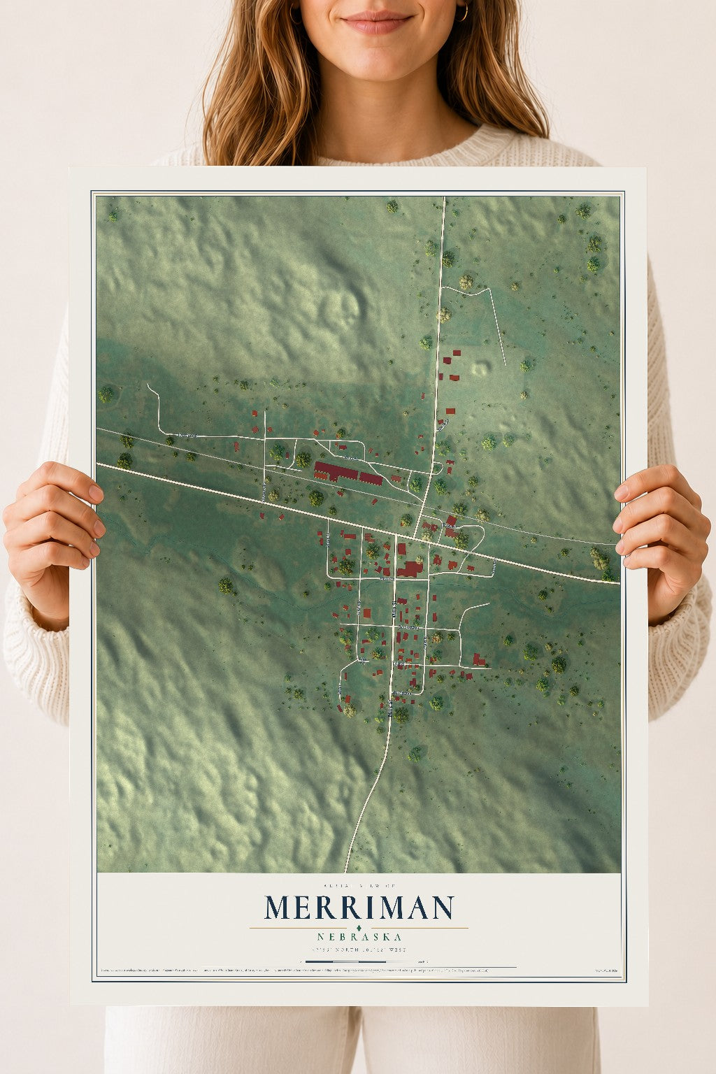 Map of Merriman, Nebraska, 18 x 24 inch unframed archival matte print