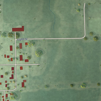 Second close-up of the map of Milligan, Nebraska print showing more streets and buildings