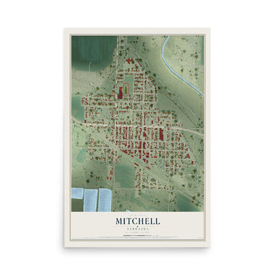 Map of Mitchell, Nebraska, 12 x 18 inch unframed archival matte print