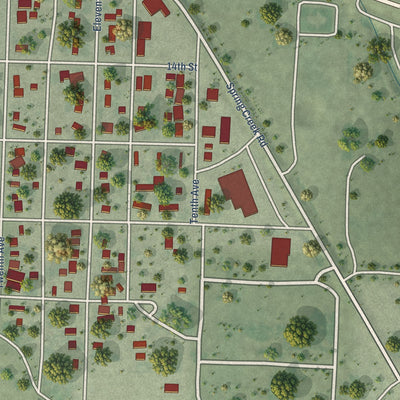 Second close-up of the map of Mitchell, Nebraska print showing more streets and buildings