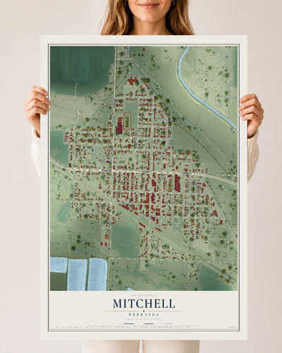Map of Mitchell, Nebraska, 24 x 36 inch unframed archival matte print