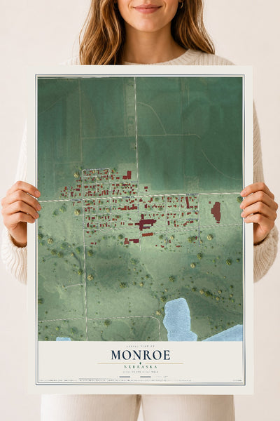 Map of Monroe, Nebraska, 18 x 24 inch unframed archival matte print