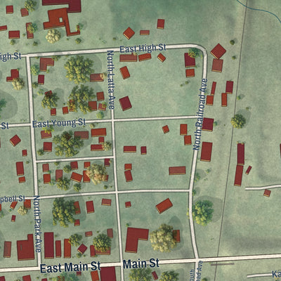 Close-up of the map of Murray, Nebraska print showing street and building detail
