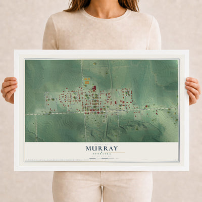 Map of Murray, Nebraska, 12 x 18 inch print in a white wood frame