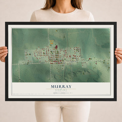Map of Murray, Nebraska, 18 x 24 inch print in a black wood frame