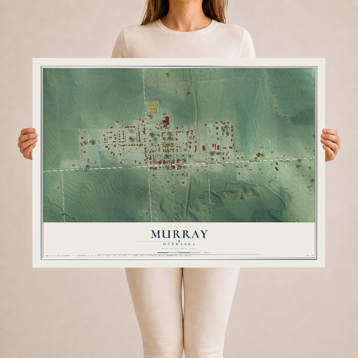 Map of Murray, Nebraska, 24 x 36 inch unframed archival matte print