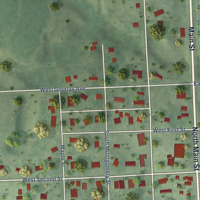 Second close-up of the map of Nelson, Nebraska print showing more streets and buildings