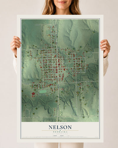 Map of Nelson, Nebraska, 24 x 36 inch unframed archival matte print