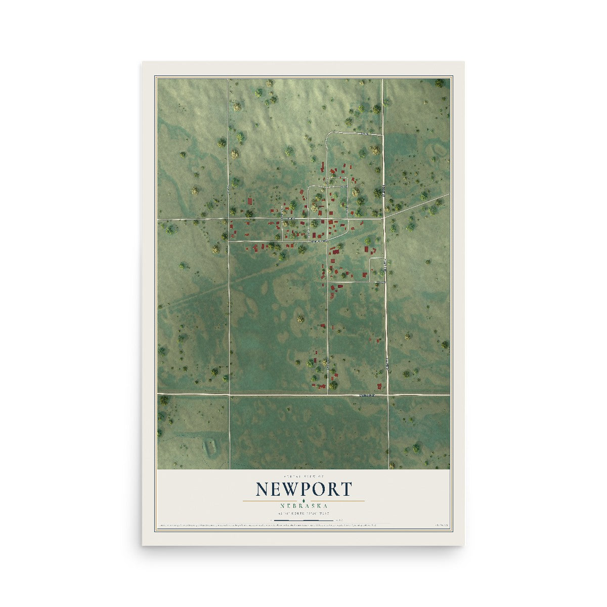 Map of Newport, Nebraska, 12 x 18 inch unframed archival matte print
